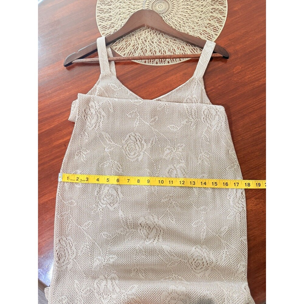 Vintage Spencer Alexis Gold Metallic Rose Lace Mermaid Midi Slip Dress Size S - Picture 8 of 10